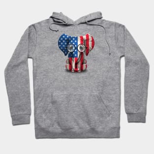 Baby Elephant with Glasses and American Flag Hoodie